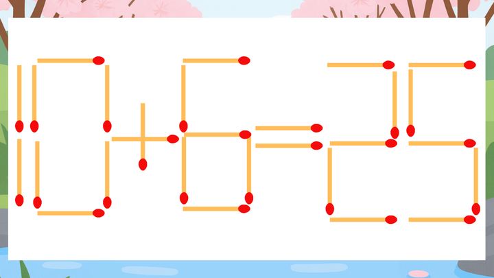 【マッチ棒クイズ】1本だけ動かして正しい式に：10+6=25？の問題画像