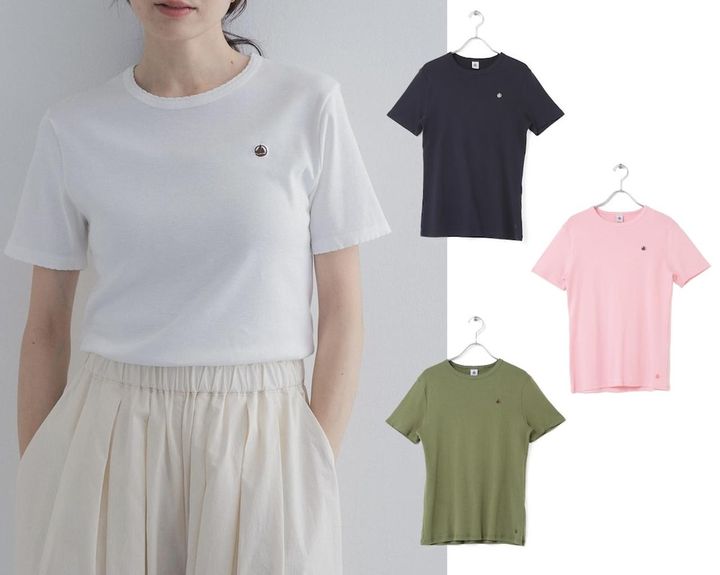 画像: 別注 PETIT BATEAU × URBAN RESEARCH DOORS POINTCOCOTTE T-SHIRTS（エキューム、スモーキング、マルキーズ、オリヴィン）各¥5,500（すべてアーバンリサーチ ドアーズ） 出典：アーバンリサーチ ドアーズ