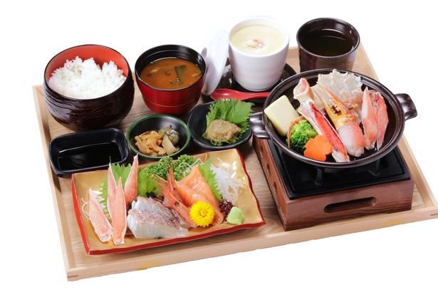 レストラン「海鮮かに処 甲羅亭」で食べられるカット生ずわい蟹御膳3980円 【写真提供】株式会社伝食