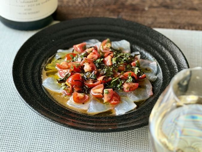 万能トマト塩昆布ソース／カルパッチョ