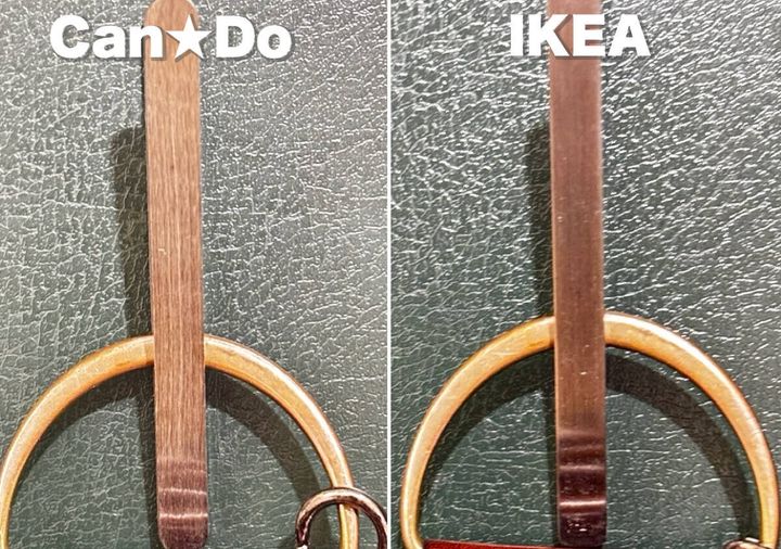 キャンドゥとIKEAのマグネットクリップで鍵を吊り下げて比較