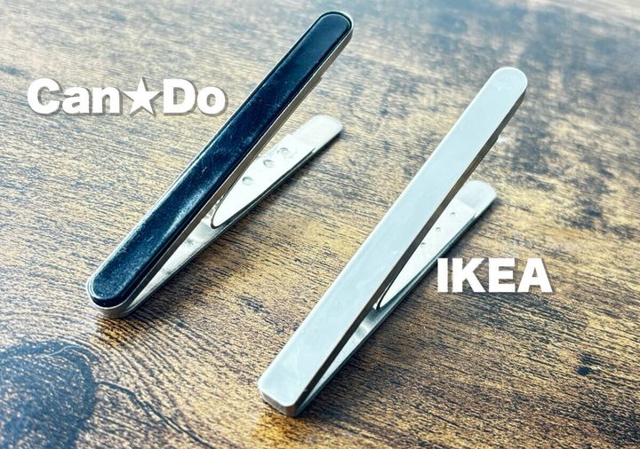キャンドゥとIKEAのマグネットクリップの裏面マグネット部分の比較