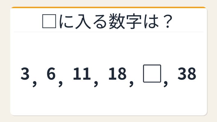【数列クイズ】規則が見えた瞬間がクセになる！階差に潜む法則の問題画像
