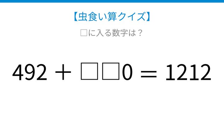 【虫食い算クイズ】□に入る数字は？論理で解ける！の問題画像
