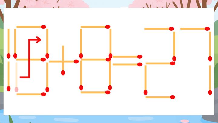 【マッチ棒クイズ】1本だけ動かして正しい式に：16+8=27？の解答画像