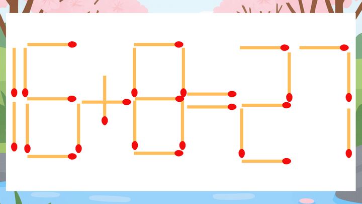 【マッチ棒クイズ】1本だけ動かして正しい式に：16+8=27？の問題画像