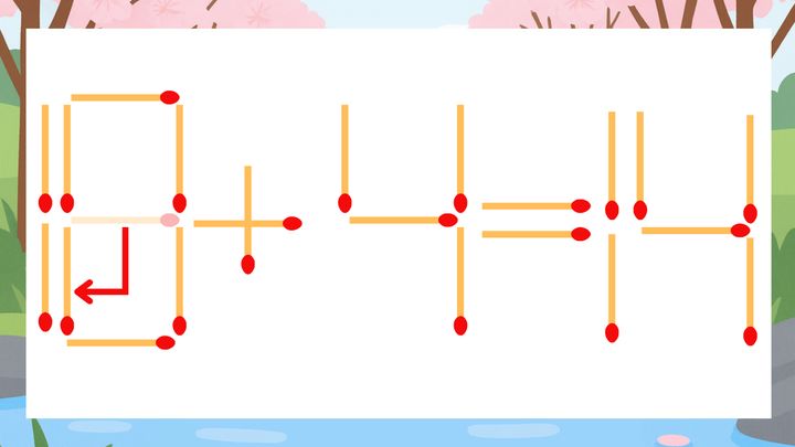 【マッチ棒クイズ】1本だけ動かして正しい式に：19+4=14？の解答画像