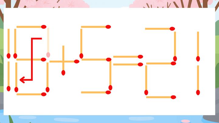 【マッチ棒クイズ】1本だけ動かして正しい式に：19+5=21？の解答画像
