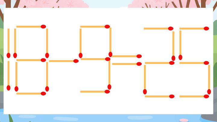 【マッチ棒クイズ】1本だけ動かして正しい式に：18-9=25？の問題画像