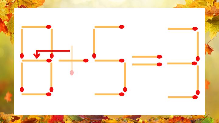 【マッチ棒クイズ】1本だけ動かして正しい式に：0＋5＝3？の解答画像