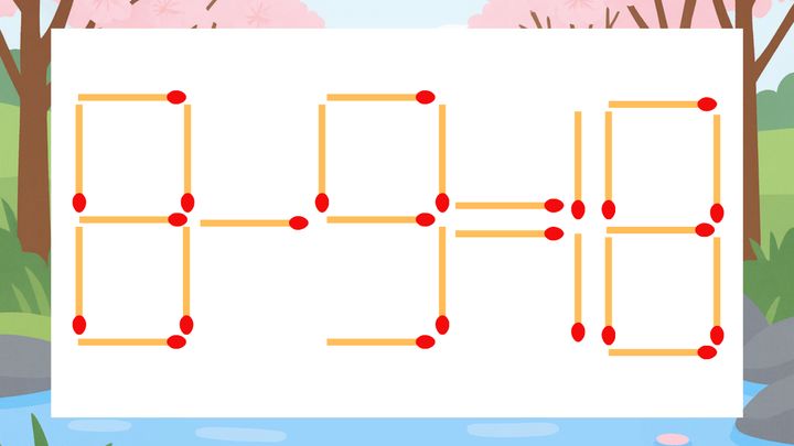【マッチ棒クイズ】1本だけ動かして正しい式に：8-9=18？の問題画像