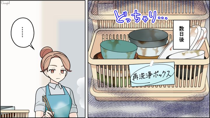 食器洗いが適当な彼氏に「再洗浄ボックス」を設置したけど…見て見ぬふりをされた彼女が自分の分だけ洗い直した話 