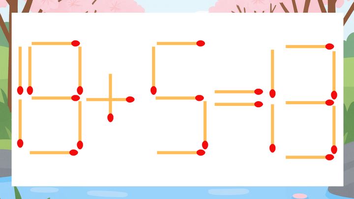【マッチ棒クイズ】1本だけ動かして正しい式に：19+5=13？の問題画像