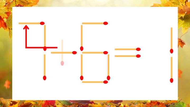 【マッチ棒クイズ】1本だけ動かして正しい式に：1＋6＝1？の解答画像