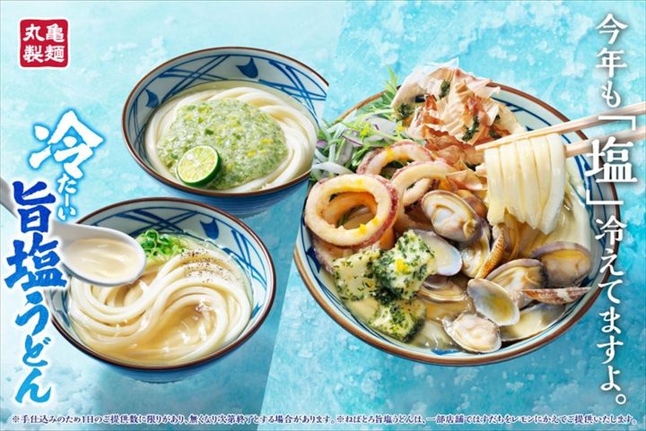 期間限定メニュー「冷たーい旨塩うどん」シリーズのキービジュアル