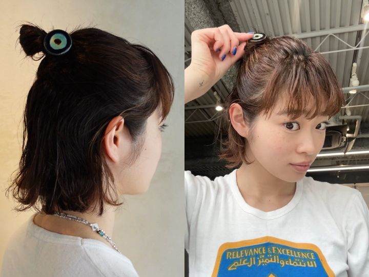 ヘアクリーム×クセ毛風ハーフアップ【美容師監修ボブヘアアレンジ04nanuk】