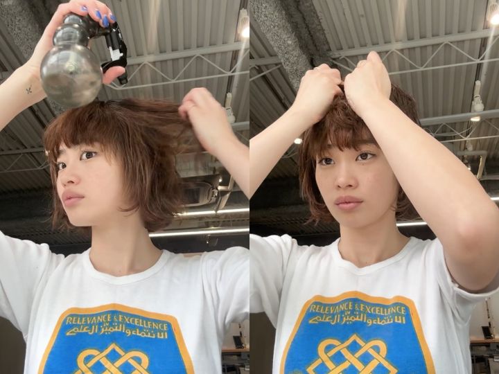 ヘアクリーム×クセ毛風ハーフアップ【美容師監修ボブヘアアレンジ04nanuk】