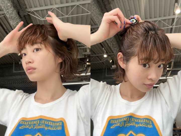 ヘアクリーム×クセ毛風ハーフアップ【美容師監修ボブヘアアレンジ04nanuk】