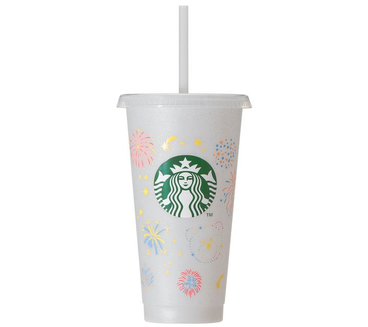 「ミステリーカラーチェンジング リユーザブルコールドカップ花火」710ml 950円 ※変化前
