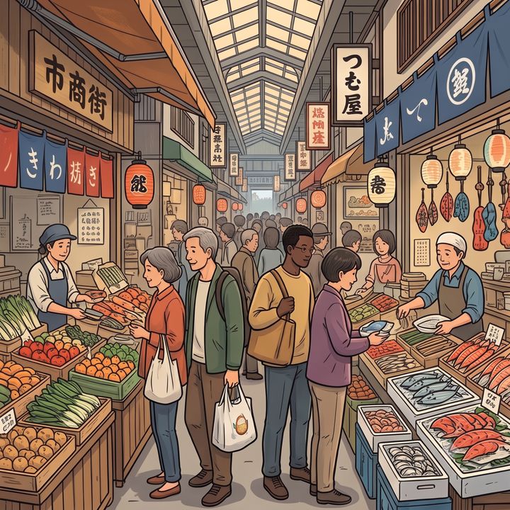 地元の人が集まる市場や商店街