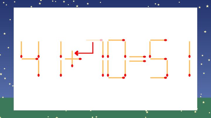 【マッチ棒クイズ】1本だけ動かして正しい式に：41-70=51？の解答画像