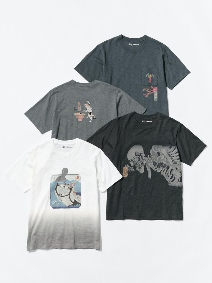 浮世絵ブラックの和モダンTシャツ4枚