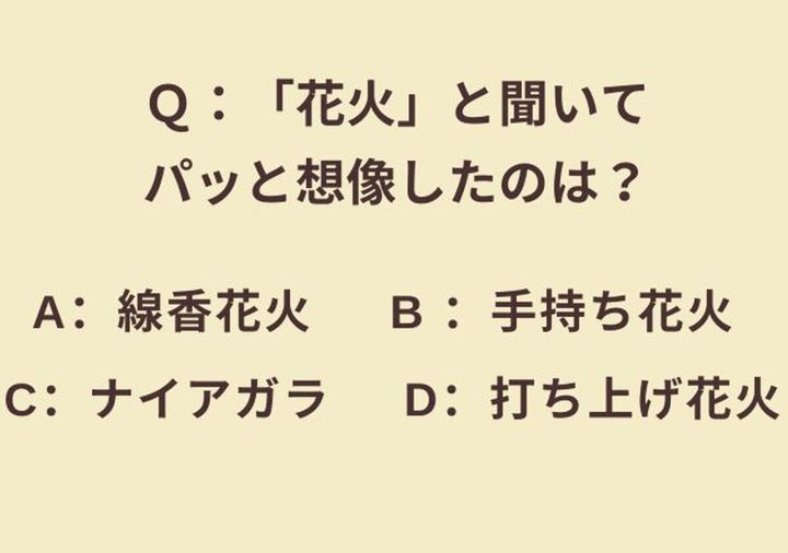 花火と聞いて想像したのは？