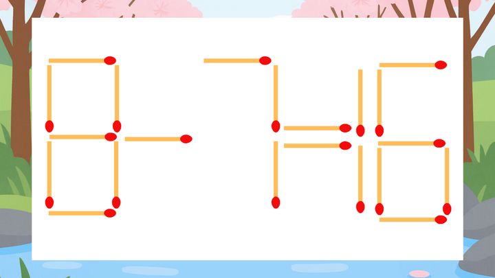 【マッチ棒クイズ】1本だけ動かして正しい式に：8-7=16？の問題画像