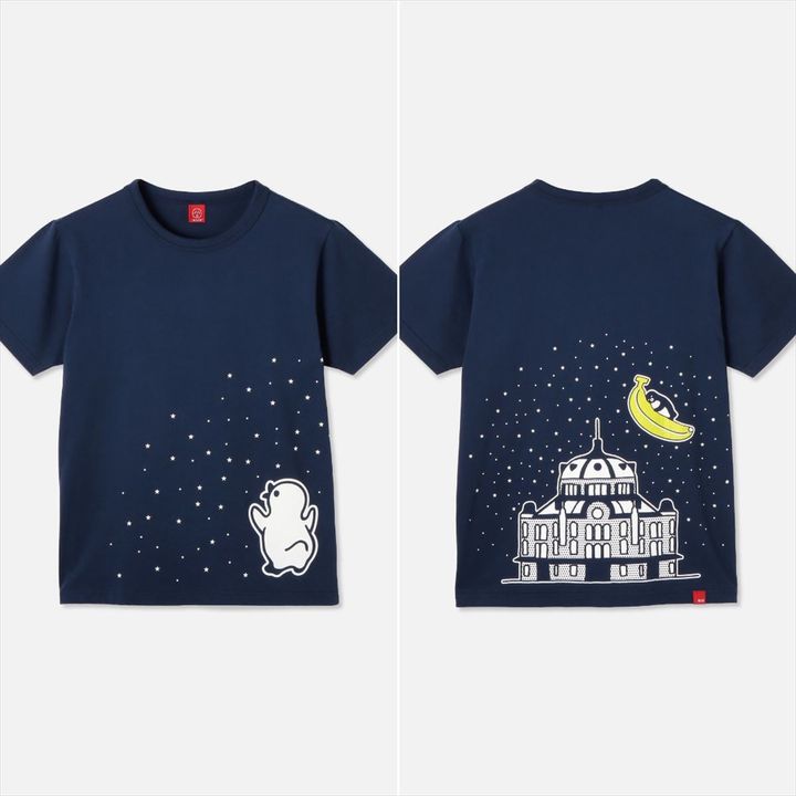 「【Suica のペンギン×OJICO】Tシャツ『丸の内駅舎とバナナ』」のイメージ（C）Chiharu Sakazaki／JR東日本／DENTSU