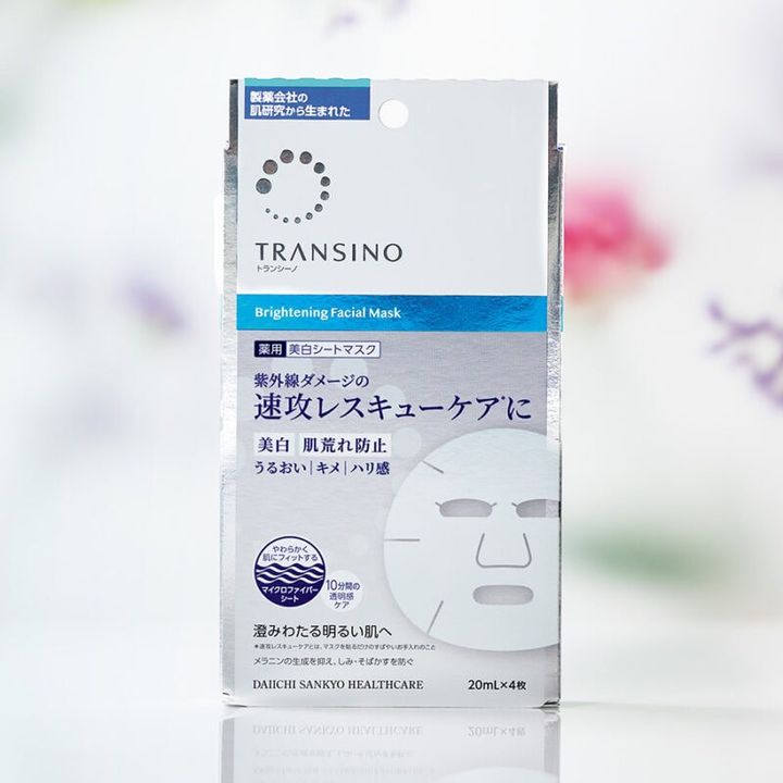 トランシーノ 薬用ブライトニング フェイシャルマスク ［医薬部外品］ 20mL×4枚 ¥2,200（編集部調べ）／第一三共ヘルスケア