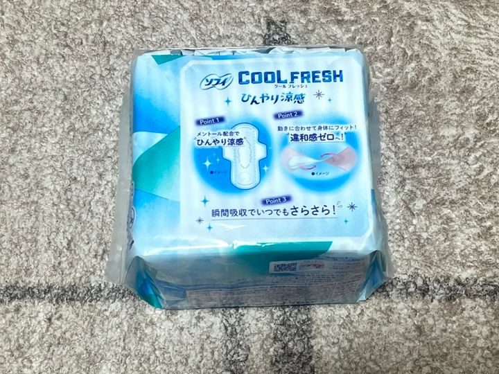 ソフィ クールフレッシュ 超涼感ナプキン パッケージ裏