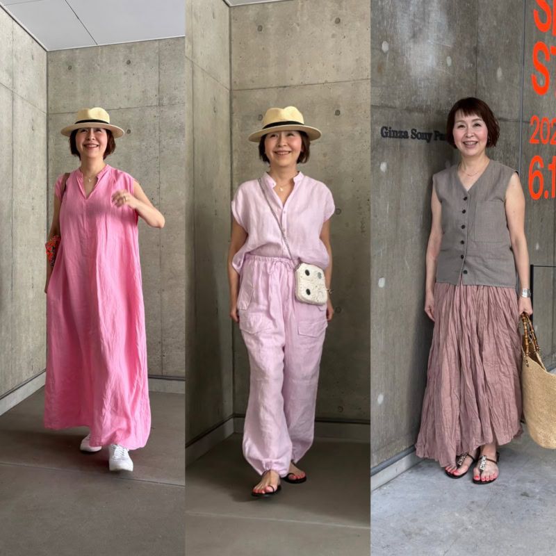 50代ファッション】夏だけはピンクを解禁。大人のピンクコーデ3選