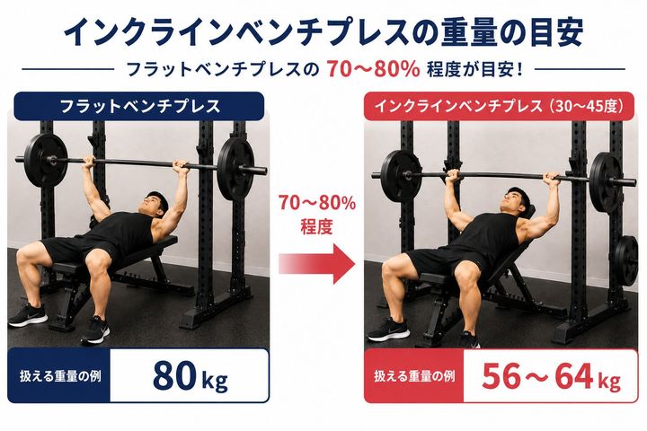インクラインベンチプレスの重量目安