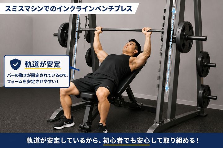 スミスマシンでインクラインベンチプレス