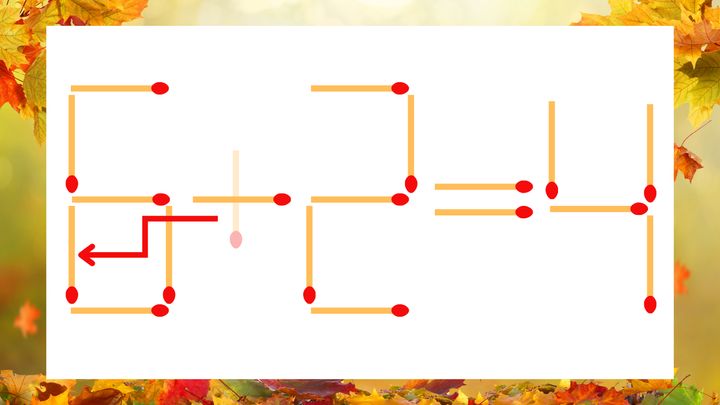 【マッチ棒クイズ】1本だけ動かして正しい式に：5＋2＝4？の解答画像