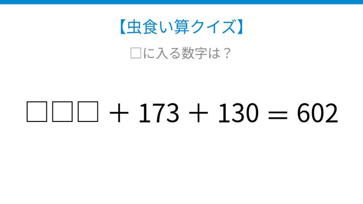 【虫食い算クイズ】□に入る数字は？論理で解ける！の問題画像