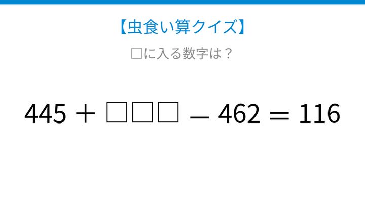 【虫食い算クイズ】□に入る数字は？論理で解ける！の問題画像