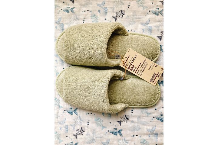 洗える綿パイルスリッパ（ライトグリーン）／￥990（税込み）