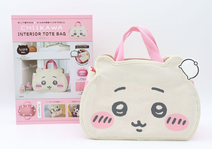 ちいかわの顔が描かれたトートバッグと商品パッケージ