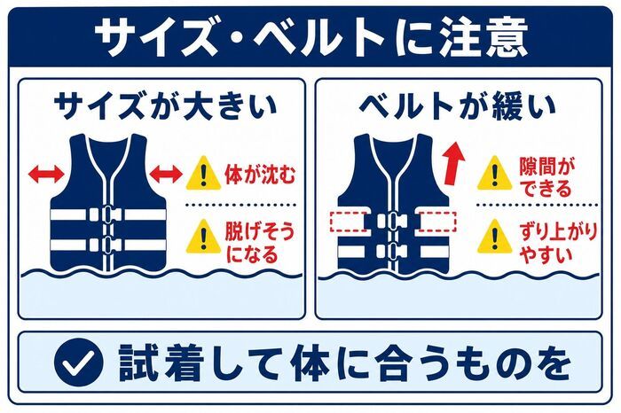 【水辺の事故】『ライフジャケット』着るだけで安心しないで！！サイズとベルトの緩みに注意