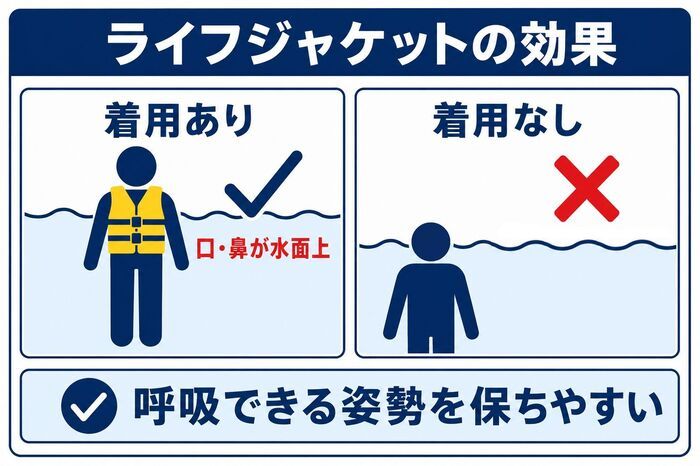 【水辺の事故】『ライフジャケット』着るだけで安心しないで！！サイズとベルトの緩みに注意