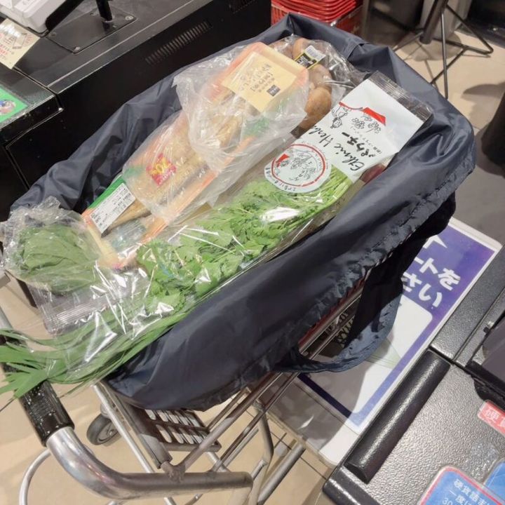 スーパーのかごにすっぽり便利すぎる大きさのバッグ