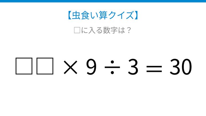 【虫食い算クイズ】□に入る数字は？論理で解ける！の問題画像