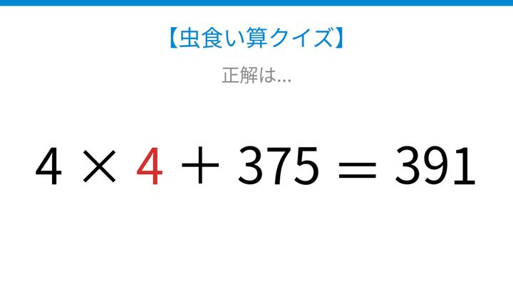【虫食い算クイズ】□に入る数字は？論理で解ける！の解答画像