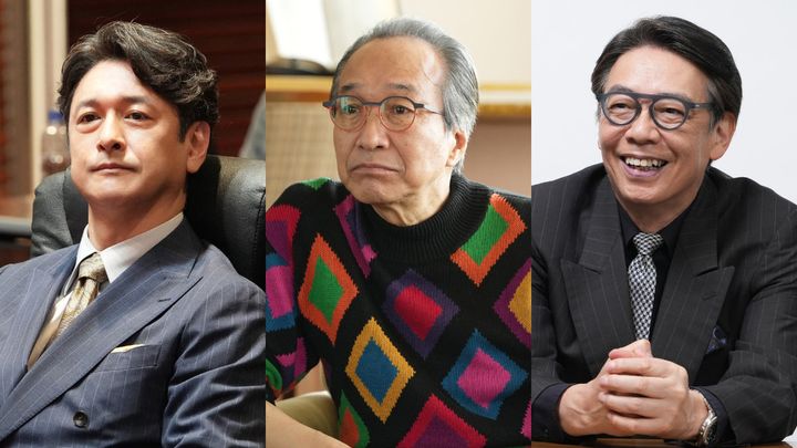 ドラマ『俺たちの箱根駅伝』に出演する（左から）石丸幹二、小日向文世、生瀬勝久 （C）日本テレビ width=