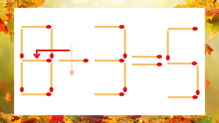 【マッチ棒クイズ】1本だけ動かして正しい式に：0＋3＝5？の解答画像