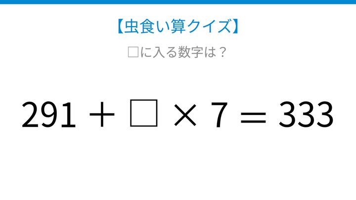 【虫食い算クイズ】□に入る数字は？論理で解ける！の問題画像