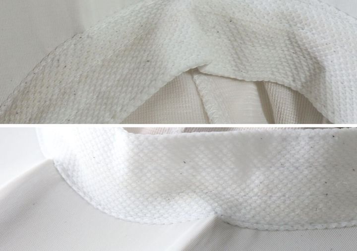 帽子の内側の黄ばみが洗剤で落ちて真っ白になったビフォーアフター