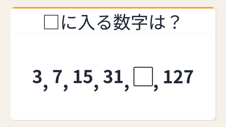 【数列クイズ】2倍+1数列の法則！□に入る数字は？の問題画像