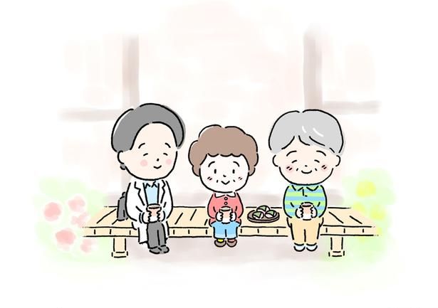 原作者・矢部太郎さんが鳥飼夫婦と阿久津の3人を描き下ろしたイラスト